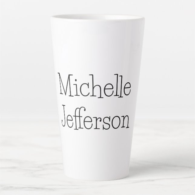 Tasse Latte Nom de script noir et blanc tendance Chic (Devant)