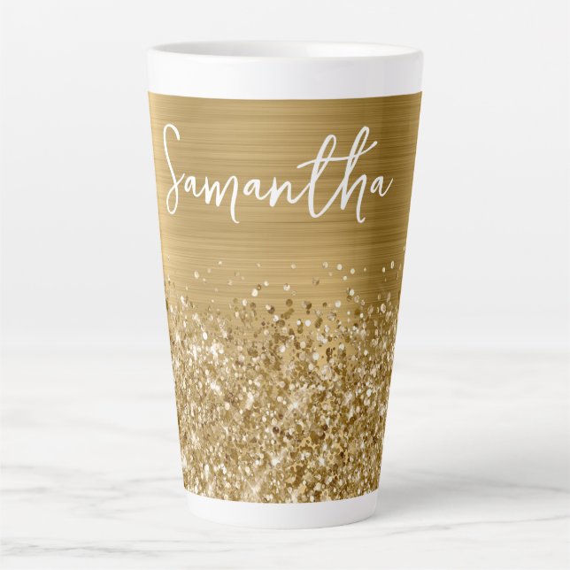 Tasse Latte Nom du glamour doré Glittery (Devant)