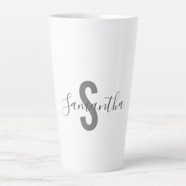 Tasse Latte Nom du monogramme personnalisé  (Devant)