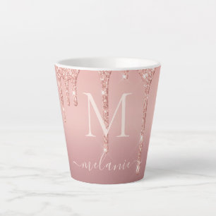 Tasse Latte Nom du monogramme Texte Rose Parties scintillant G