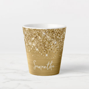 Tasse Latte Nom du script de glam or extra-brillant