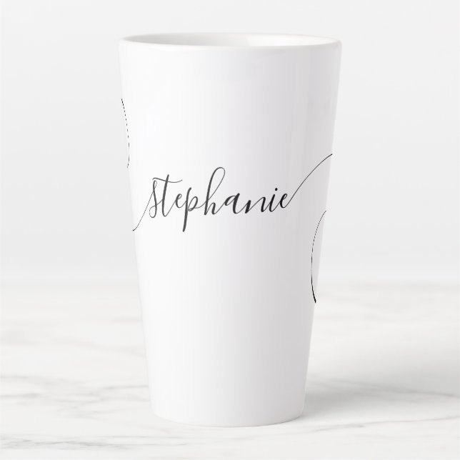 Tasse Latte Nom élégant en écriture cursive (Devant)