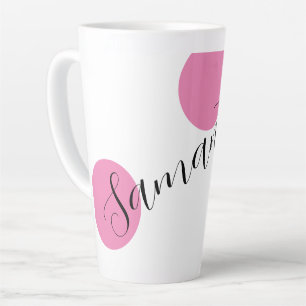 Tasse Latte Nom Moderne Grand Pois rose