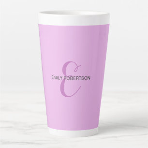 Tasse Latte Nom Monogramme Lettre initiale Orchid & Lilac