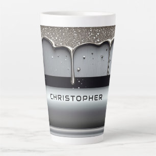 Tasse Latte Nom personnalisé avec métal liquide qui coule