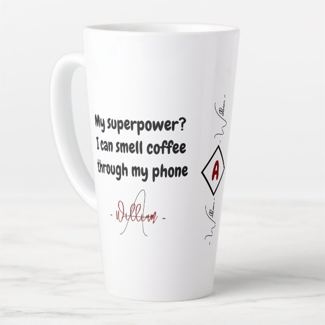 Tasse Latte Nom personnalisé, Big Coffee EspressoCup | Citatio (Angle gauche)