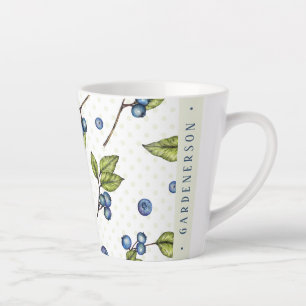Tasse Latte Nom personnalisé Blueberries 