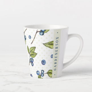 Tasse Latte Nom personnalisé Blueberries 