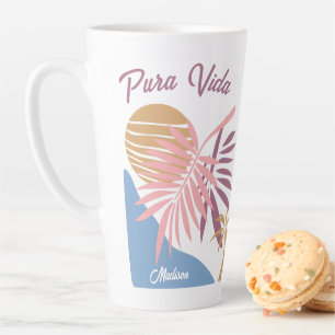 Tasse Latte Nom personnalisé Costa Rica Moto Pura Vida