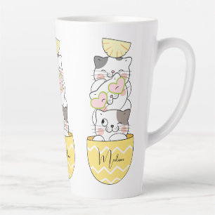 Tasse Latte Nom personnalisé Cute Kittens