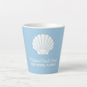 Tasse Latte Nom personnalisé, emplacement et coquillage de cou