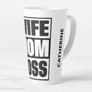 Tasse Latte Nom personnalisé Femme - Maman - Patron