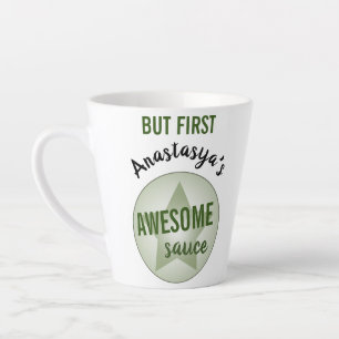 Tasse Latte Nom Personnalisé Humoristique Mais Première Sauc