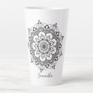 Tasse Latte Nom personnalisé Mandala