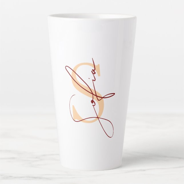 Tasse Latte Nom personnalisé moderne et élégant (Devant)