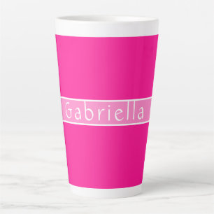 Tasse Latte Nom personnalisé rose chaud et rose