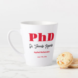 Tasse Latte Nom rouge gras Doctorat PhD