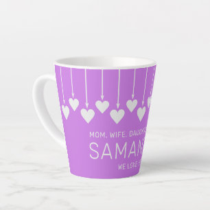 Tasse Latte Nom, texte et couleur personnalisés