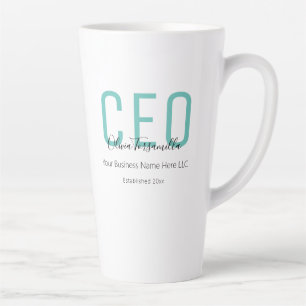 Tasse Latte Nom Turquoise PDG Noir
