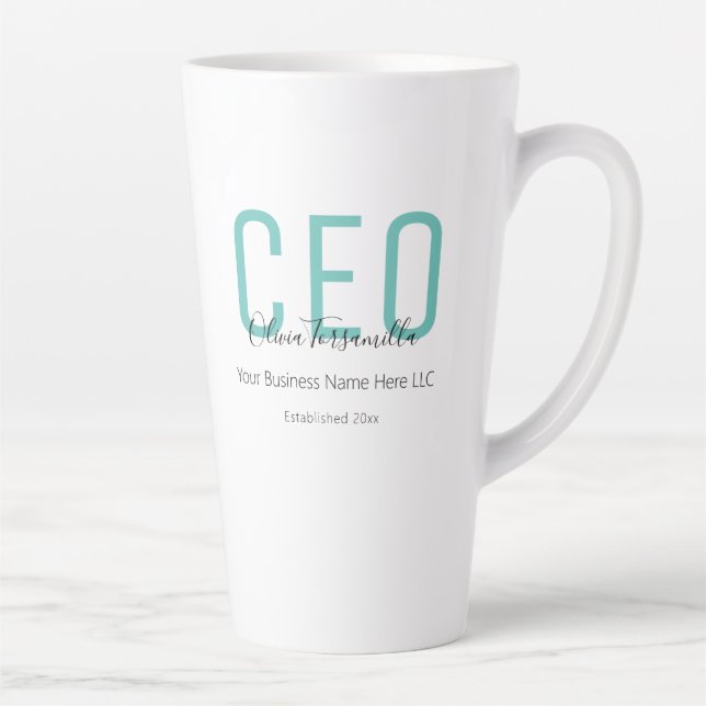 Tasse Latte Nom Turquoise PDG Noir (Droite)