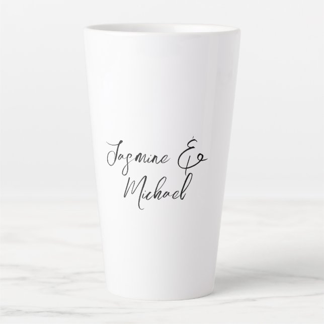 Tasse Latte Noms de calligraphie chic adorables mariages (Devant)