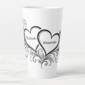 Tasse Latte Noms de couples Cadeau noir et blanc