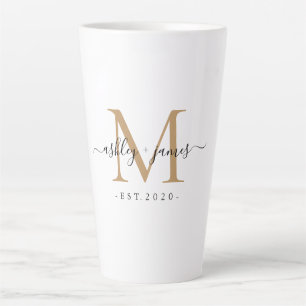 Tasse Latte Noms des monogrammes d'or mariage Année Est