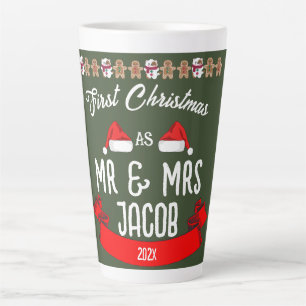 Tasse Latte Notre premier Noël en tant que M. et Mme Newlywa