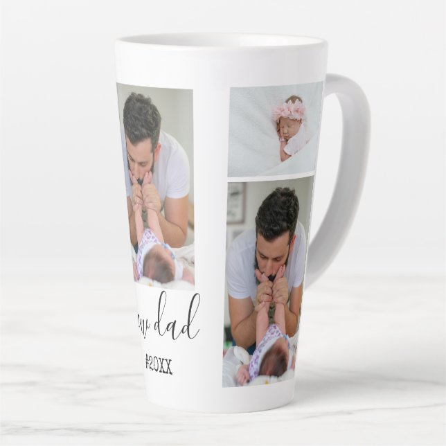 Tasse Latte Nouveau papa 5 photo Collage personnalisé (Angle droit)