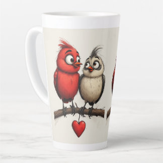 Tasse Latte Nouvel An, Amour, Oiseaux