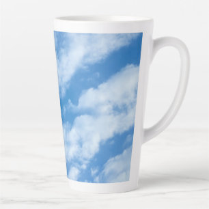 Tasse Latte Nuages dans le ciel Simple, Elégant Bleu et Blanc