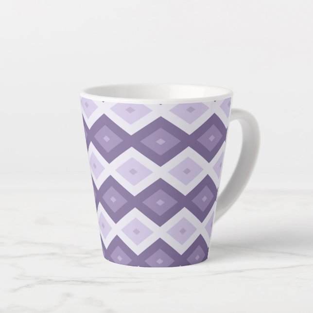 Tasse Latte Nuances de lavande motif diamant (Angle droit)
