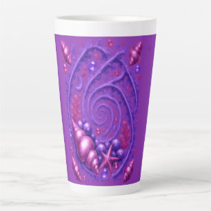 Tasse Latte Océan Violet Spirale Coquillage Art Fantastique   