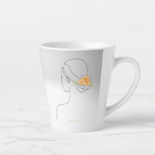 Tasse Latte Octobre Fleur et Pierre de naissance, Belles ligne