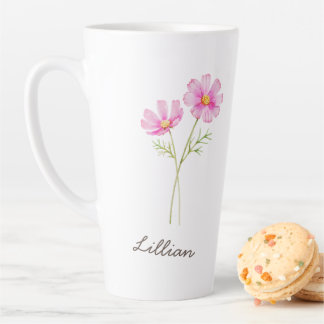 Tasse Latte Octobre Mois de naissance Fleurs Cosmos
