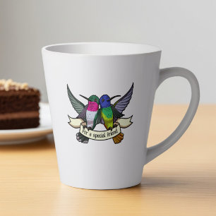 Tasse Latte Œuvre d'art fantaisiste sur les colibris Ajoutez v
