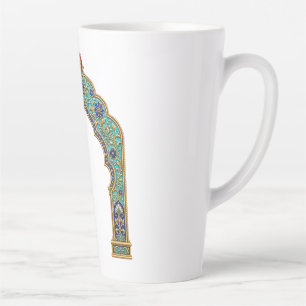 Tasse Latte Oiseau Bijou Turquoise Inspiré de la Perse