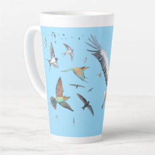 Tasse Latte Oiseaux migrateurs traçant leurs vols Illustration