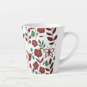 Tasse Latte Oiseaux motifs et papillons floraux sans soudure