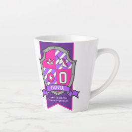 Tasse Latte Olivia nom signifiant chevalier violet lettre rose