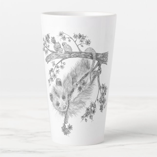 Tasse Latte Opossum bébé dans l'arbre (Devant)