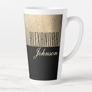 Tasse Latte Or jaune et noir Luxe moderne Nom