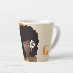 Tasse Latte Orange & Beige, Beauté des cheveux naturels avec 