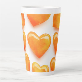 Tasse Latte Orange Hearts Aquarelle Art numérique