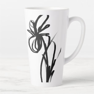 Tasse Latte Orchidée Blanc : Abstrait blanc et noir