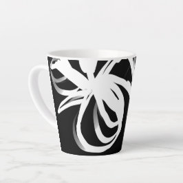 Tasse Latte Orchidée Noir : Abstrait noir et blanc
