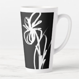 Tasse Latte Orchidée Noire : Abstrait Noir et Blanc
