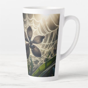 Tasse Latte Orchidée noire Spiderweb Floral