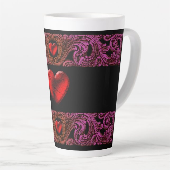Tasse Latte Ornement Goth Purple Avec Coeur (Angle droit)