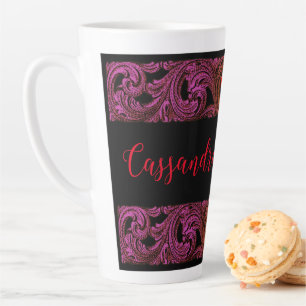 Tasse Latte Ornement Goth Purple Avec Coeur Personnalisé